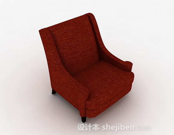 简欧红色单人沙发3d模型下载