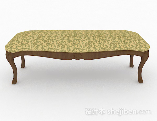 欧式风格欧式黄色花纹沙发长凳3d模型下载