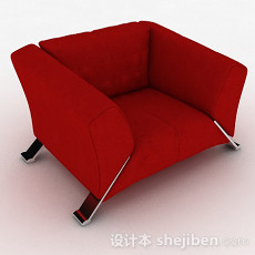 红色休闲单人沙发3d模型下载