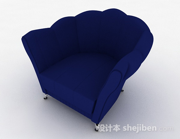 免费休闲蓝色单人沙发3d模型下载