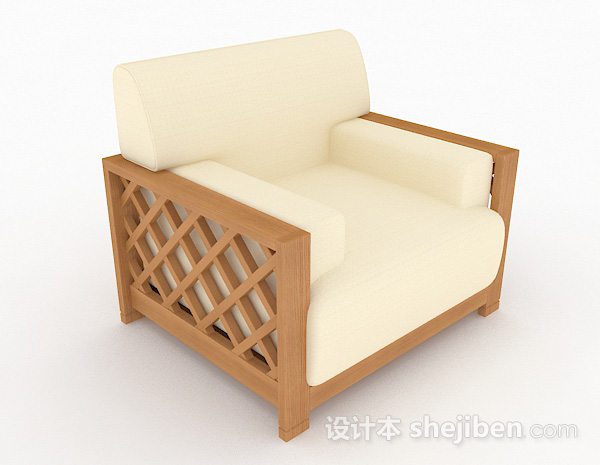 田园木质单人沙发3d模型下载