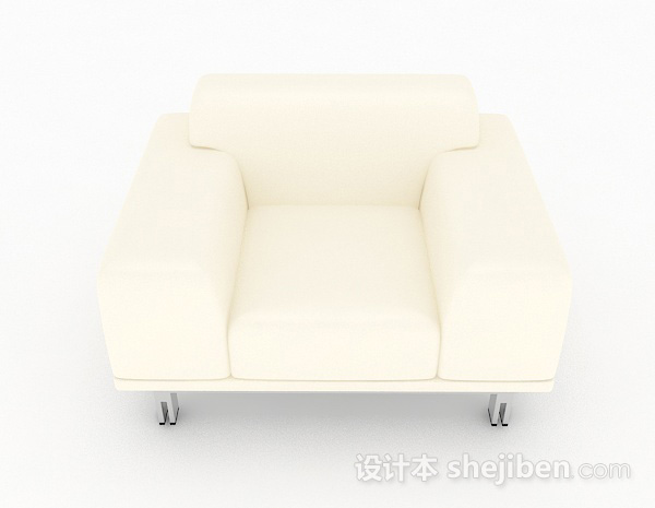 现代风格米黄色简约单人沙发3d模型下载