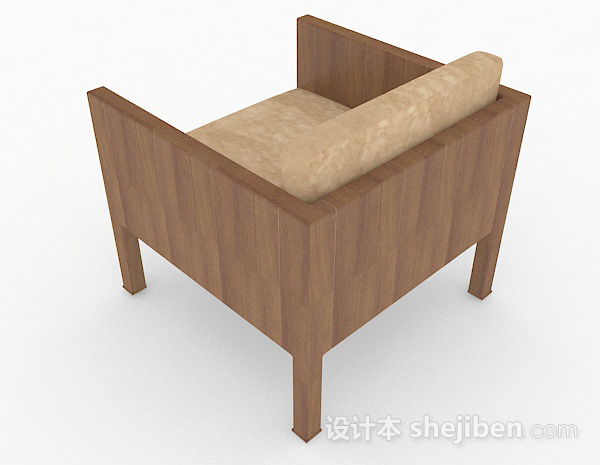 设计本木质棕色家居单人沙发3d模型下载