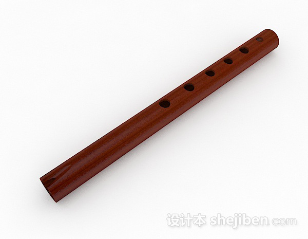 中式风格棕色短笛3d模型下载