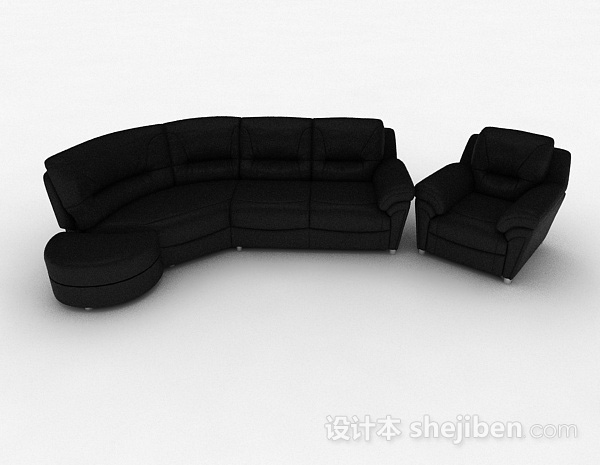 现代风格黑色商务组合沙发3d模型下载