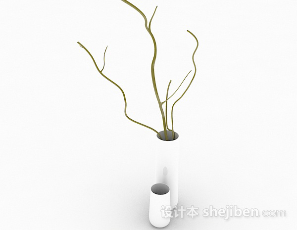 免费现代时尚白色直筒花瓶3d模型下载