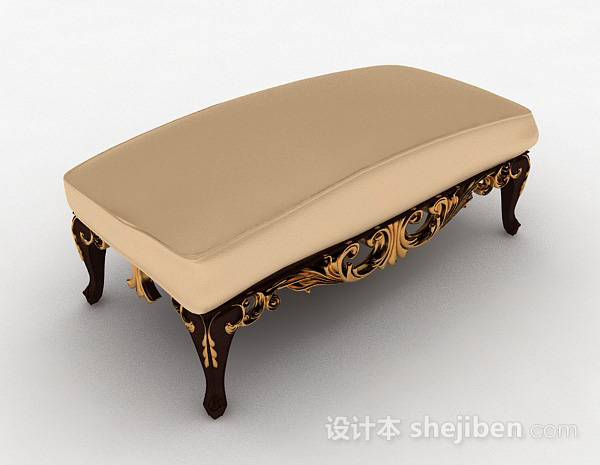 欧式风格米色脚凳沙发3d模型下载