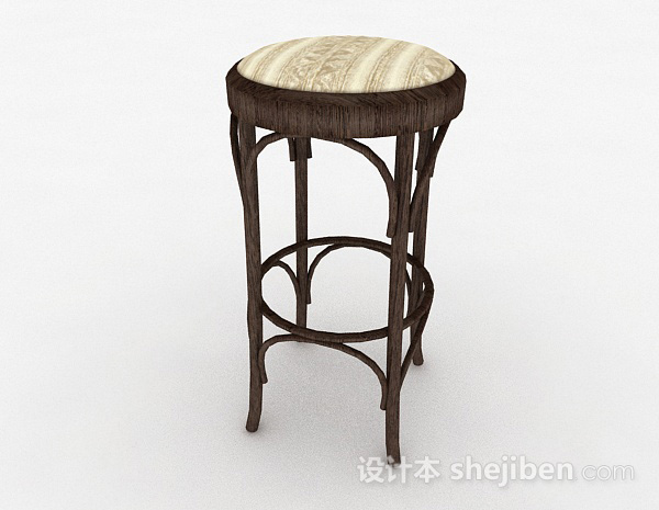 免费木质吧台凳3d模型下载