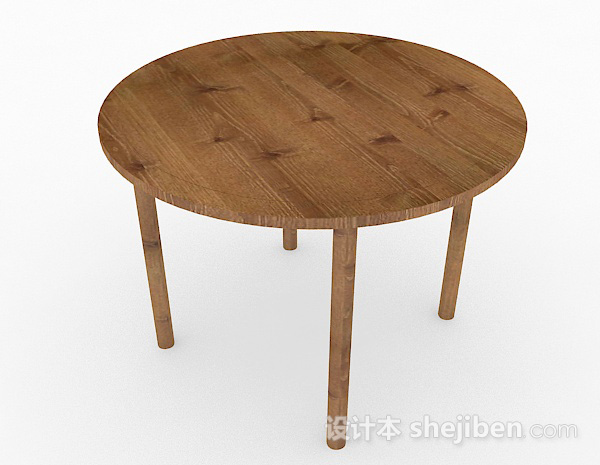 设计本木质简约圆形餐桌3d模型下载