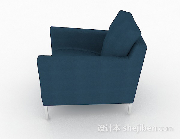 设计本蓝色简约单人沙发3d模型下载