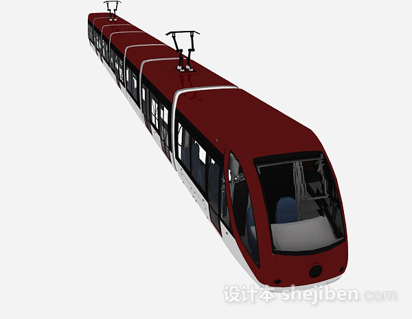 现代风格现代风格红色火车3d模型下载