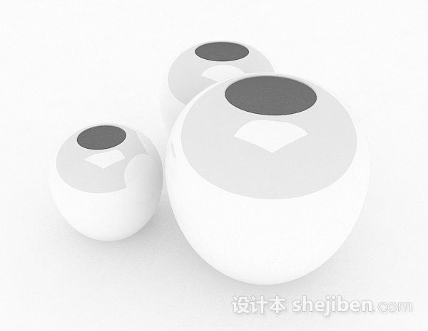 设计本现代风格组合白色大肚花瓶3d模型下载