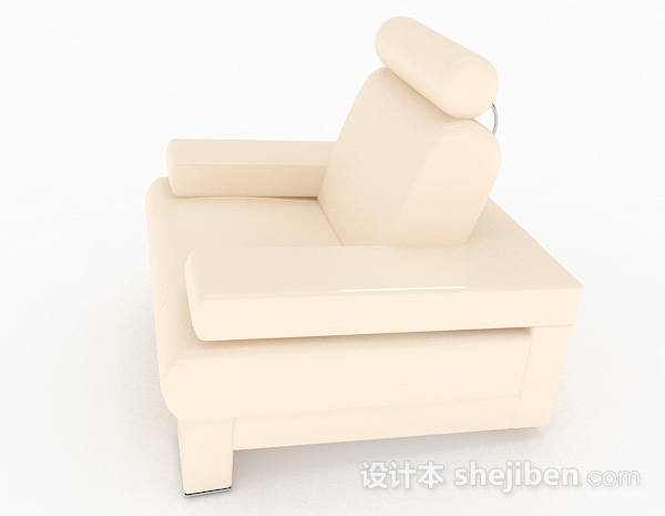 免费白色简约单人沙发3d模型下载