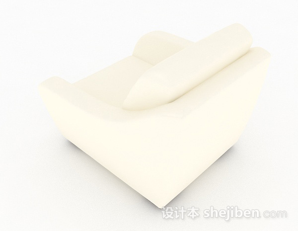 设计本浅黄色简约单人沙发3d模型下载