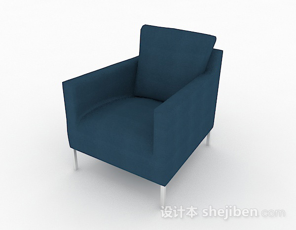 现代风格蓝色简约单人沙发3d模型下载