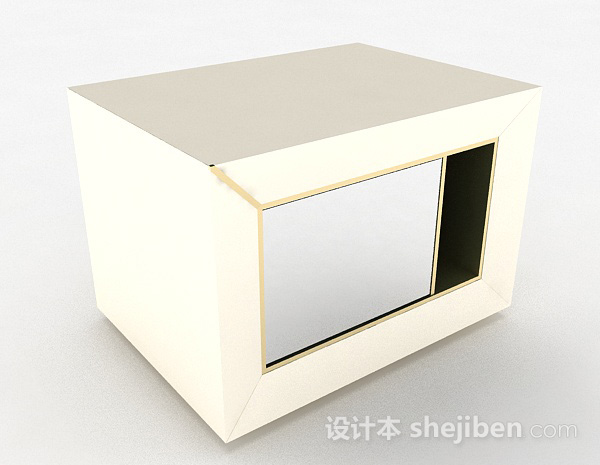 白色床头柜3d模型下载
