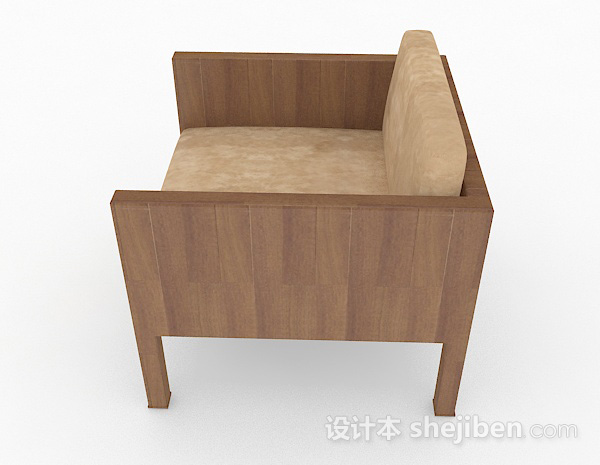免费木质棕色家居单人沙发3d模型下载
