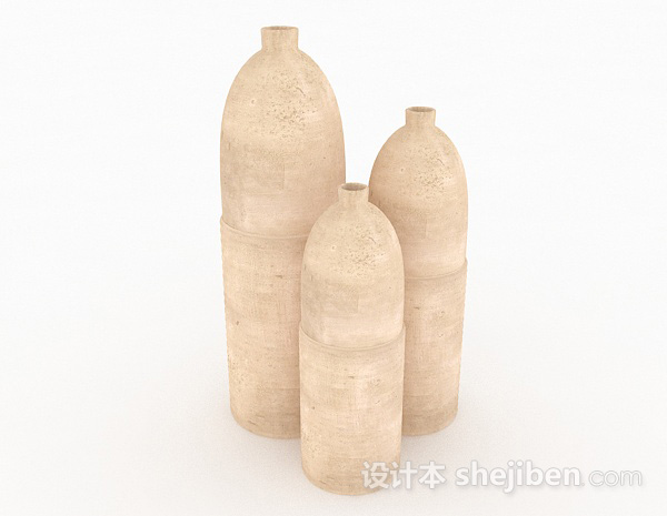 现代风格现代风格米白色组合花瓶3d模型下载