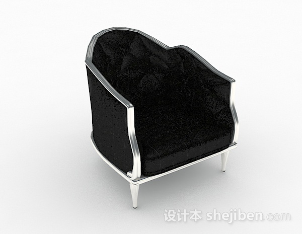 简欧黑色单人沙发3d模型下载