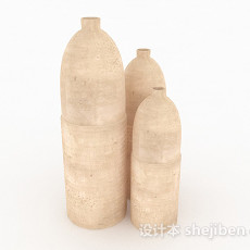 现代风格米白色组合花瓶3d模型下载