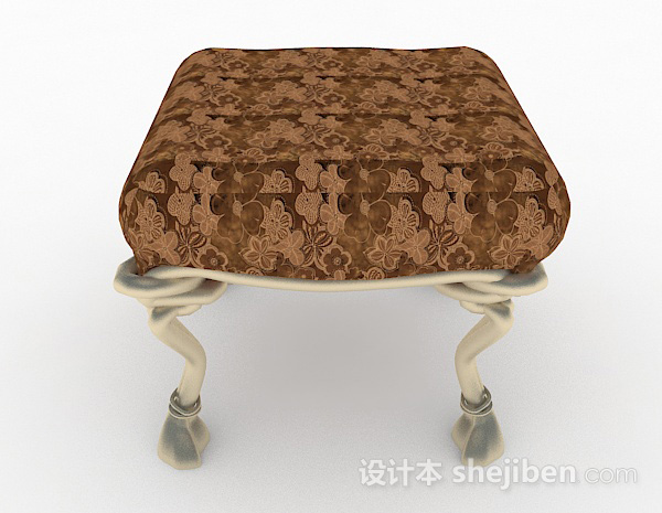 欧式风格欧式棕色沙发凳3d模型下载
