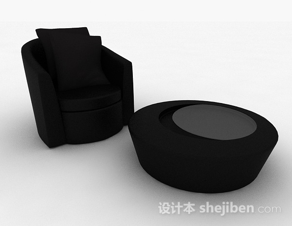 现代风格黑色单人沙发3d模型下载