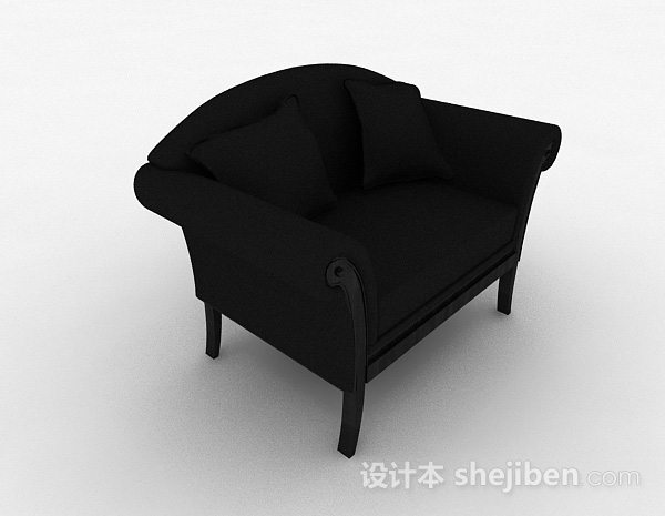 免费简欧黑色单人沙发3d模型下载