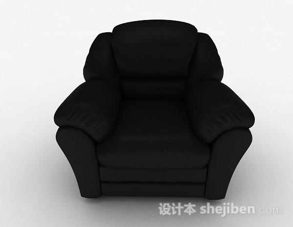 现代风格黑色家居单人沙发3d模型下载