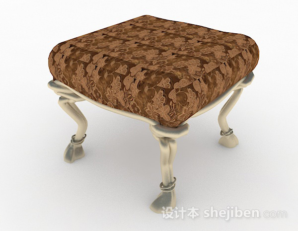 免费欧式棕色沙发凳3d模型下载