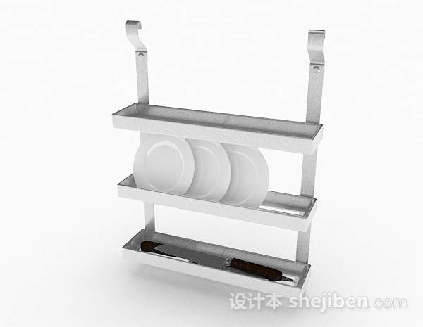 现代风格白色餐盘架子3d模型下载