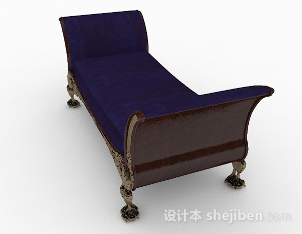 设计本欧式蓝色沙发凳3d模型下载