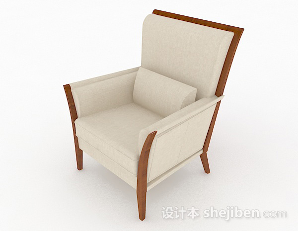 现代风格简约白色单人沙发3d模型下载