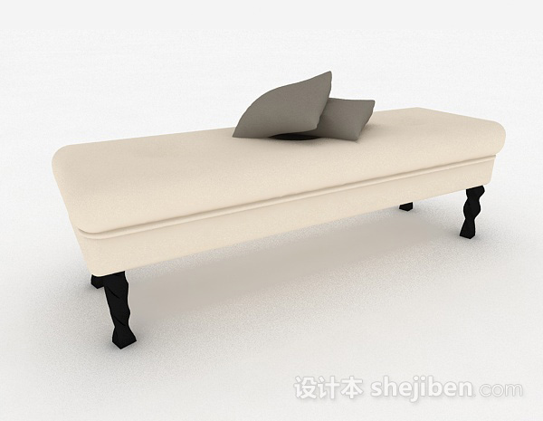免费现代风格米白色木质脚凳沙发3d模型下载