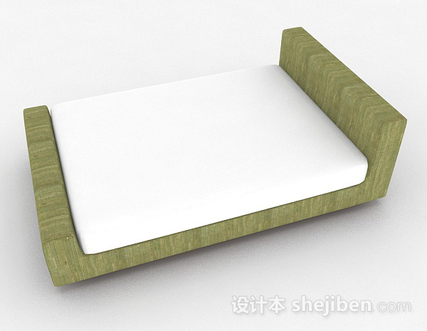 设计本绿色简约单人床3d模型下载