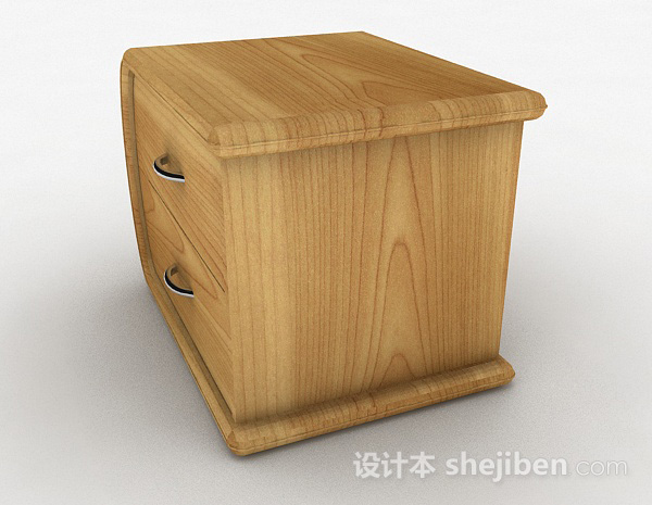 设计本黄色木质家居床头柜3d模型下载