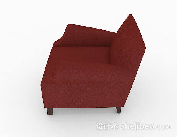 免费美式简约红色单人沙发3d模型下载