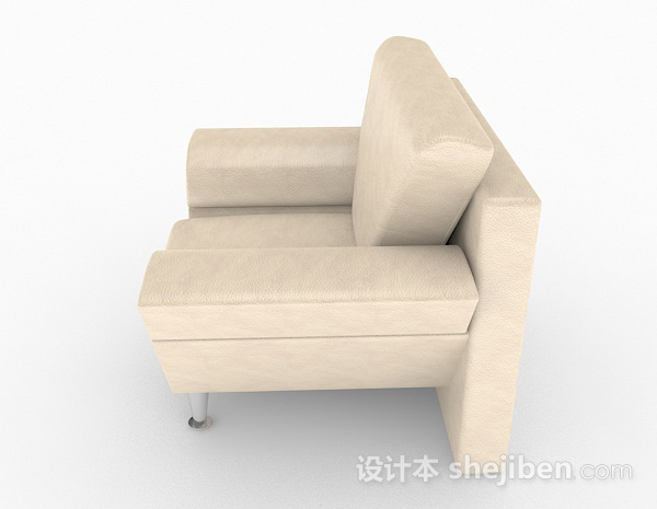 免费米黄色单人沙发3d模型下载