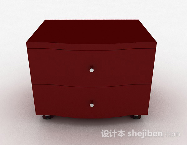 现代风格简约红色床头柜3d模型下载