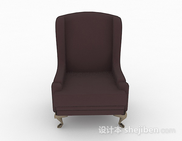 欧式风格欧式简约棕色单人沙发3d模型下载