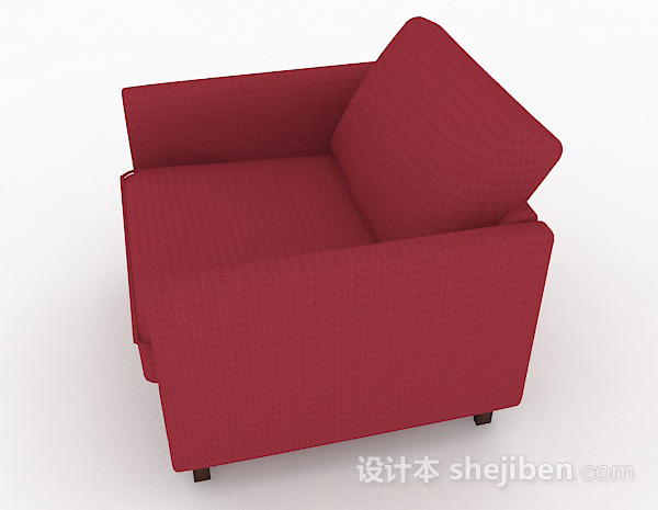 设计本简约红色单人沙发3d模型下载