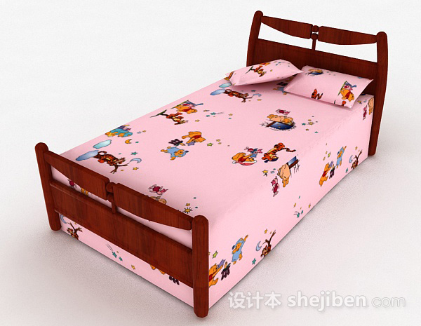 免费粉色儿童床3d模型下载