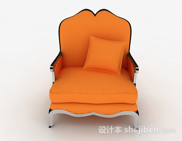 欧式风格欧式橙色家居单人沙发3d模型下载