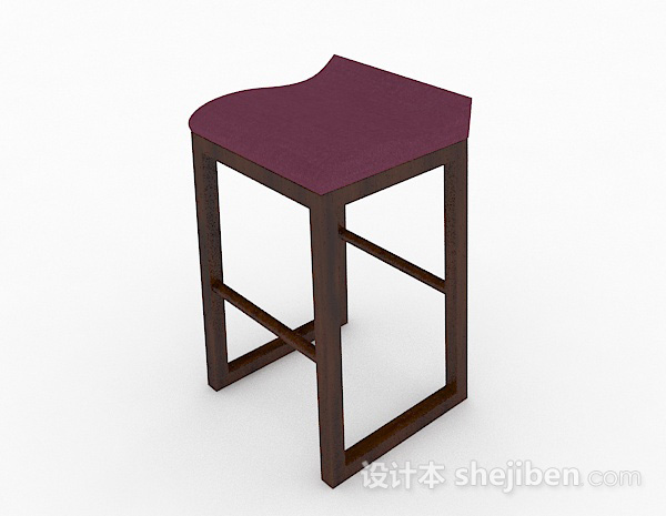 设计本紫色木质简约休闲椅3d模型下载
