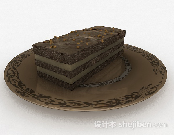 现代风格棕色巧克力蛋糕甜品3d模型下载