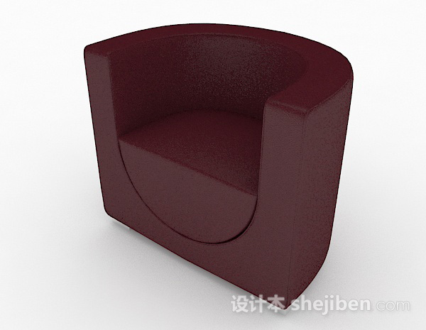现代风格暗红色简约单人沙发3d模型下载