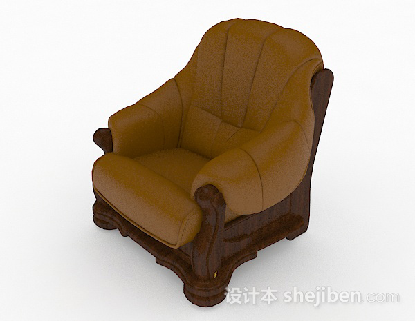 免费棕色木质单人沙发3d模型下载