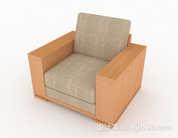 棕色木质简约单人沙发