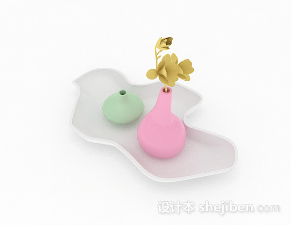 现代风格现代风格粉色系陶艺花瓶3d模型下载
