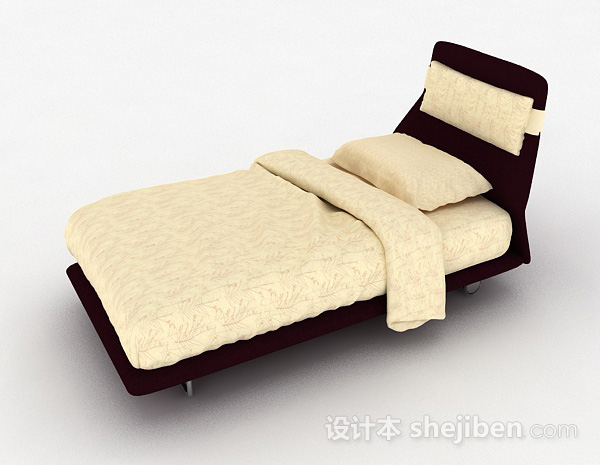 设计本黄色单人床3d模型下载