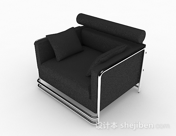 现代风格黑色简约单人沙发3d模型下载